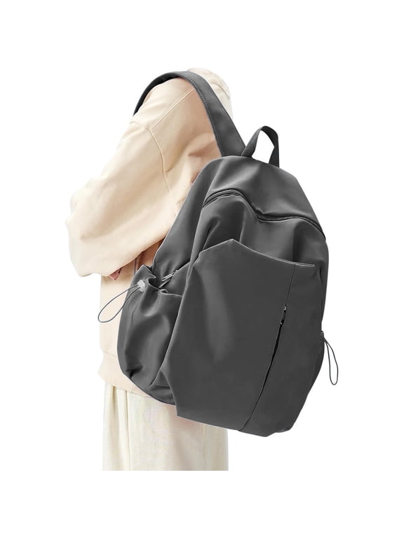 Basic Backpack for High School Women Men, Simple Bookbag Lightweight Casual Daypack College Backpack Waterproof School Bag Carry on Laptop Backpack Daily Rucksack, Dark Grey