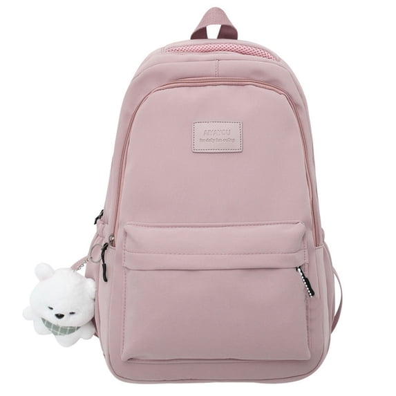 Basic Backpack for High School Women Men, Simple Bookbag Lightweight Casual Daypack, College Backpack Waterproof School Bag Carry on Laptop Backpack Daily Rucksack, Light Pink