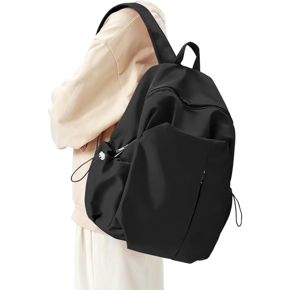 Basic Backpack for High School Women Men, Simple Bookbag Lightweight Casual Daypack College Backpack Waterproof School Bag Carry on Laptop Backpack Daily Rucksack Black
