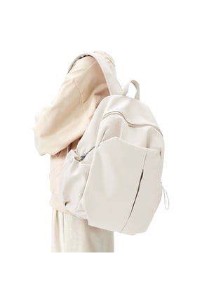 Basic Backpack for High School Women Men, Simple Bookbag Lightweight Casual Daypack College Backpack Waterproof School Bag Carry on Laptop Backpack Daily Rucksack, Beige