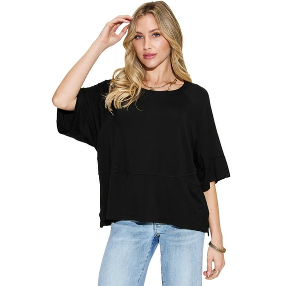 Basic Bae Bamboo Round Neck T Shirt Women’s Soft Stylish Exposed Seam Eco Friendly