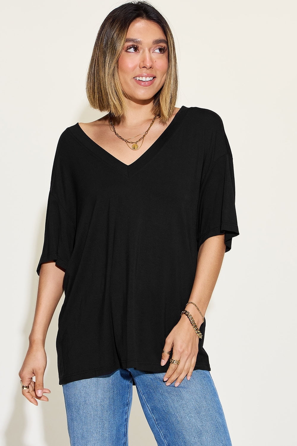Basic Bae Bamboo Full Size Round Neck Drop Shoulder T-Shirt
