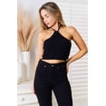 thumbnail image 1 of Basic Bae Halter Neck Ribbed Cropped Knit Top, 1 of 1