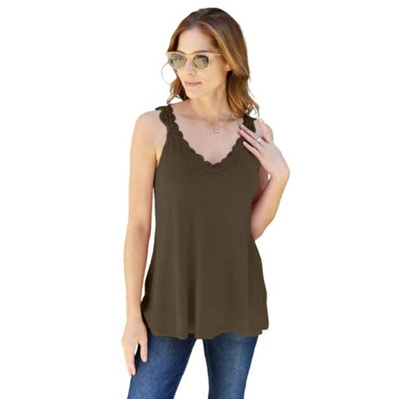 Basic Bae Lace Detail V-Neck Cutout Cami Women’s Stylish Trendy Lightweight Summer Top