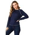 thumbnail image 1 of Basic Bae Long Raglan Sleeve Round Neck Top Women’s Stylish Comfortable Casual Versatile, 1 of 8