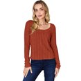 thumbnail image 1 of Basic Bae Ribbed Long Sleeve T-Shirt Women’s Stylish Comfortable Casual Slim Fit Top, 1 of 10