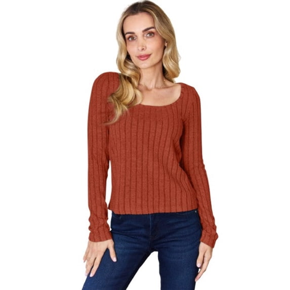 Basic Bae Ribbed Long Sleeve T-Shirt Women’s Stylish Comfortable Casual Slim Fit Top