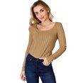 thumbnail image 1 of Basic Bae Ribbed Long Sleeve T-Shirt Women’s Stylish Comfortable Casual Slim Fit Top, 1 of 11