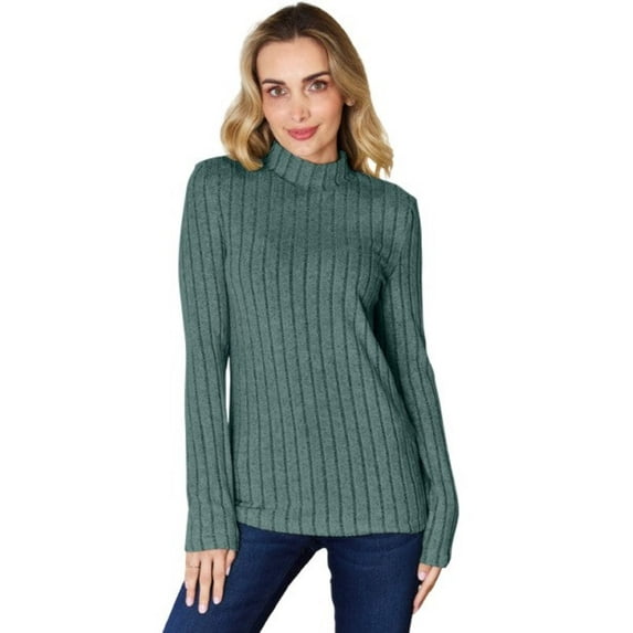 Basic Bae Ribbed Mock Neck T-Shirt Women’s Long Sleeve Stylish Comfortable Slim Fit