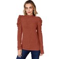thumbnail image 1 of Basic Bae Ribbed Mock Neck T-Shirt Women’s Puff Sleeve Stylish Comfortable Trendy Top, 1 of 11
