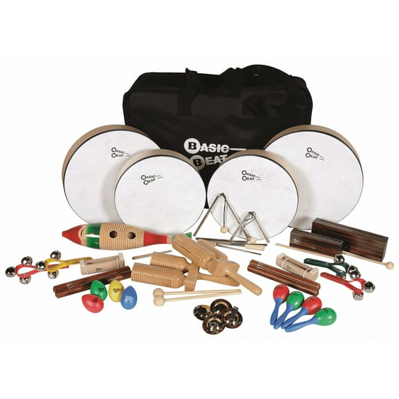 Basic Beat BB25B - Comprehensive 25 Player Rhythm Set with Carrying Bag - Assorted Drums, Metals, Woods & More for Ensemble Play