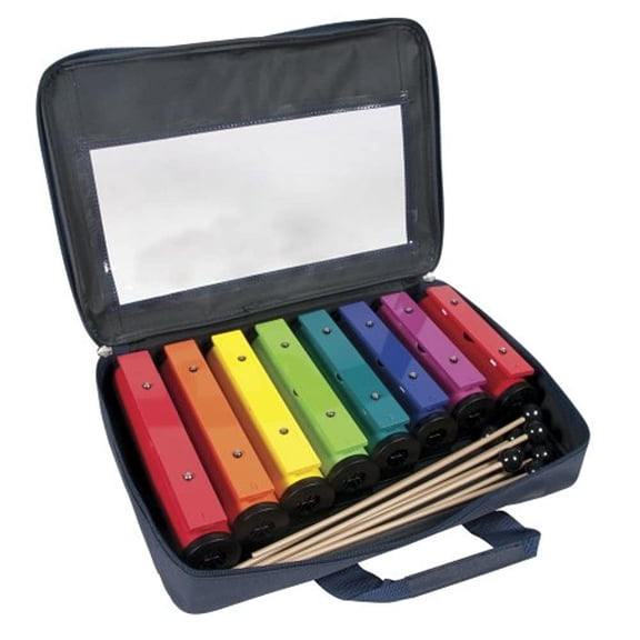 Basic Beat BBRCB8 Diatonic Resonator Chime Bars - Tube-Shaped with Zippered Case, Color-Matched with Boomwhackers & Joia Tubes for Easy Classroom Integration