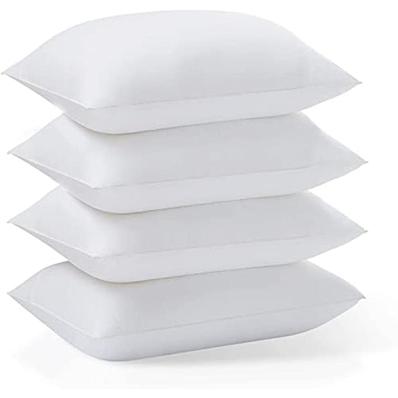Basic Bed Pillow Soft Rest Cushion Stuffer for Sleeping, Standard Size, White 4 Count$$Bedding