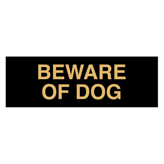 Basic Beware Of Dog Sign (Black Gold) - Medium
