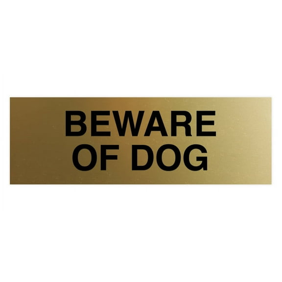Basic Beware Of Dog Sign (Brushed Gold) - Large