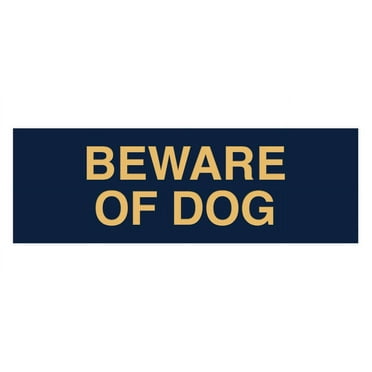 Basic Beware Of Dog Sign (Navy Blue/Gold) - Small