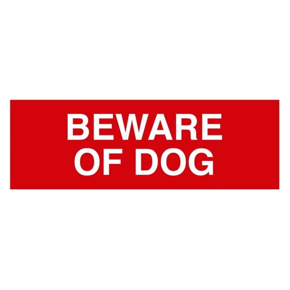 Basic Beware Of Dog Sign (Red) - Medium