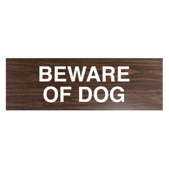 Basic Beware Of Dog Sign (Walnut) - Large
