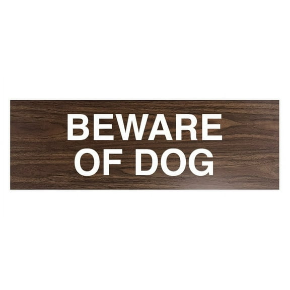 Basic Beware Of Dog Sign (Walnut) - Small
