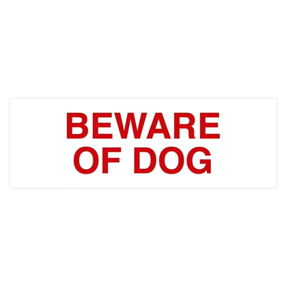 Basic Beware Of Dog Sign (White/Red) - Small