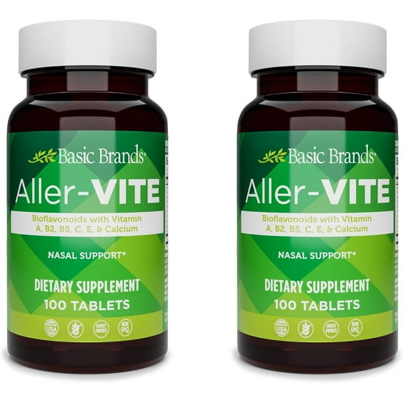 Basic Brands Aller-Vite Bioflavonoid Nasal Support for Itchy Eyes & Runny Nose, 200 Tablets