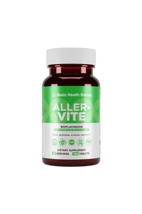 Basic Health Brands Aller-Vite Nasal Support, Bioflavonoids, Relieves Itchy Nose & Eyes, 100 Tablets