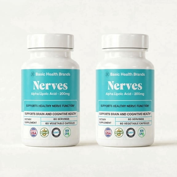 Basic Health Brands Alpha Lipoic Acid, Antioxidant Supplement, Supports Nerve Health, 60 ct (2 Pack)