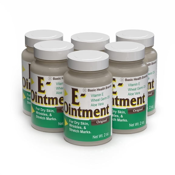 Basic Health Brands Vitamin E Ointment 2 oz - Helps Reduce Scars, Stretch Marks & Wrinkles - 6 Pack
