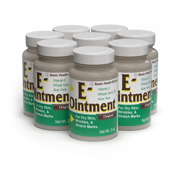 Basic Brands Vitamin E Ointment 2 oz - Helps Reduce Scars, Stretch Marks & Wrinkles - 8 Pack