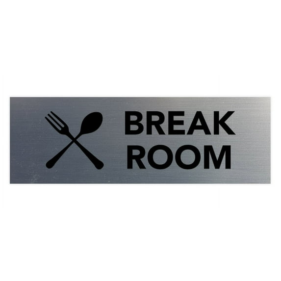 Basic Break Room Sign (Brushed Silver) - Small