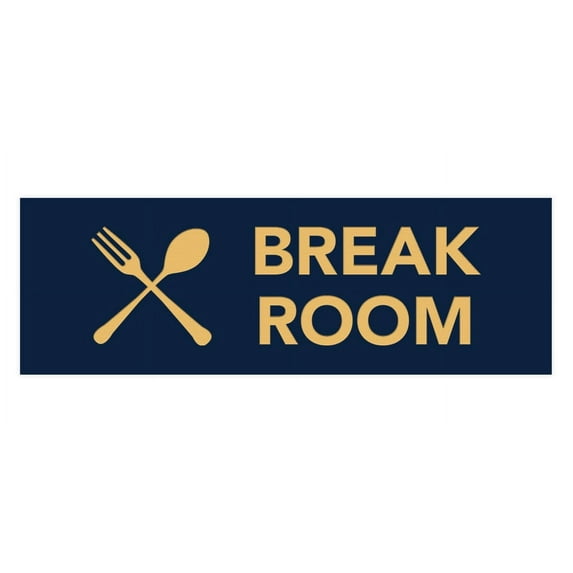 Basic Break Room Sign (Navy Blue/Gold) - Small