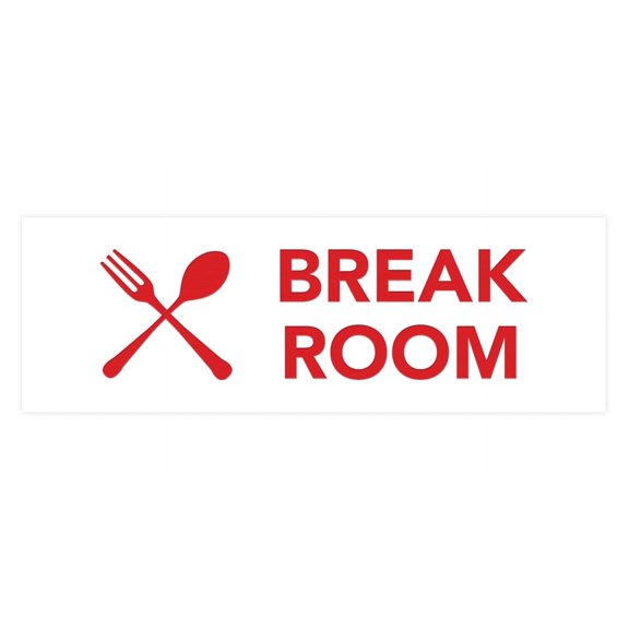 Basic Break Room Sign (White/Red) - Small