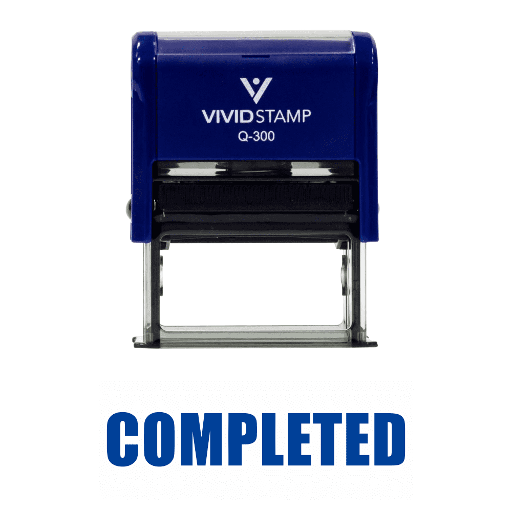Basic COMPLETED Self Inking Rubber Stamp (Blue Ink) Large - Walmart.com