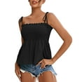 thumbnail image 1 of Basic Camis Shirts Tops Slim Strap Smocked Peplum Camisole with Flared Hem for Casual Summer Outfits Tank Top for Women, 1 of 6