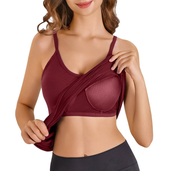 Basic Camisole For Women Tanks Tops For Built In Bra Plus Size Flowy Adjustable Spaghetti Strap Pleated Loose Vest Cute Cami Undershirt