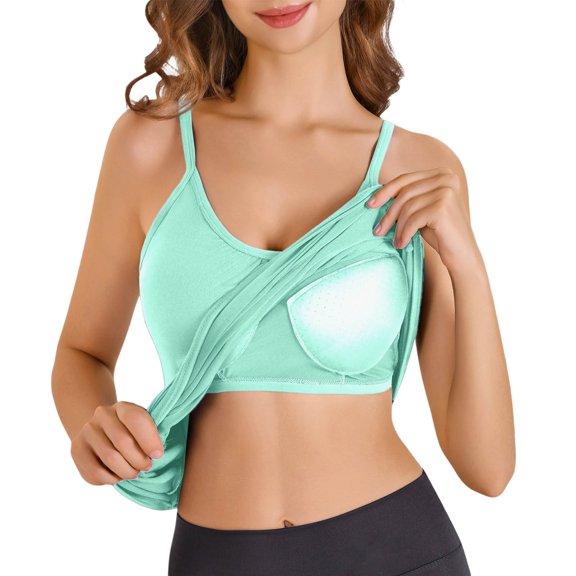 Basic Camisole For Women Tanks Tops For Built In Bra Plus Size Flowy Adjustable Spaghetti Strap Pleated Loose Vest Stretch Slim Undershirt