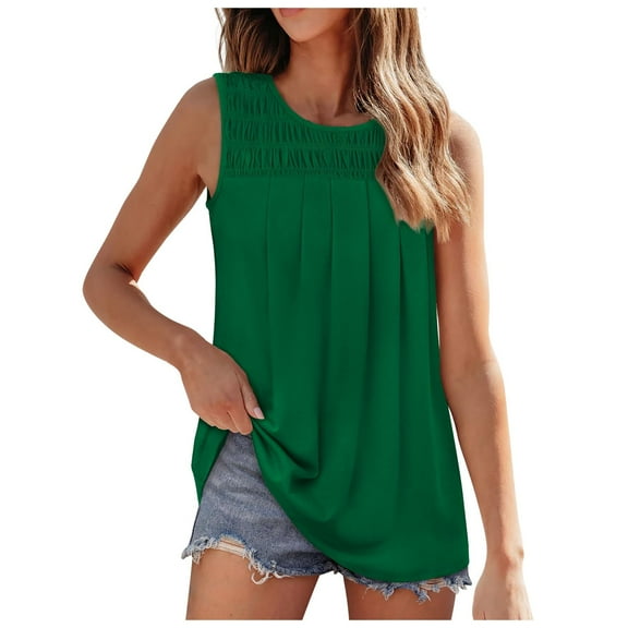 Basic Camisole For Women Tanks Tops Pleated Crew Neck For Ruched Loose 2025 Slim Fitted Basic Layering Shirts