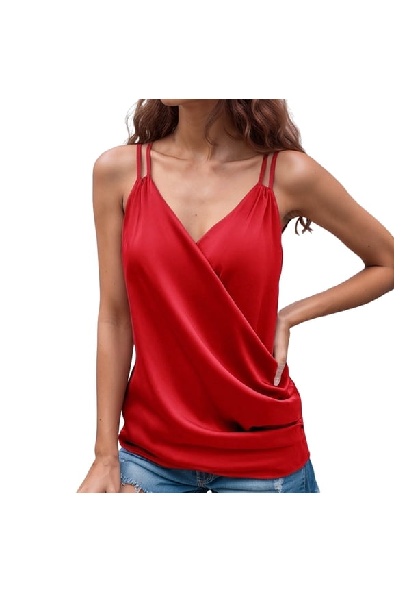 Basic Camisole For Women Tanks Tops Satin Elegant Strappy Blouse Daily Wear Versatile Piece Soft Comfortable Spring Fashion Y2K Cami Undershirts