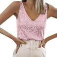 thumbnail image 1 of Basic Camisole For Women Tanks Tops Sequin V Neck Glittering Evening Wear With Straps Summer Basic Tank Shirt, 1 of 5
