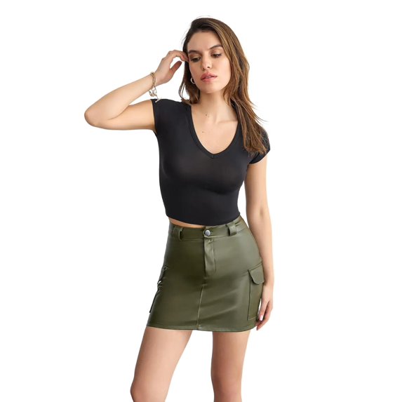 Basic Cap-Sleeve V-Neck T-Shirt