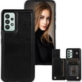 thumbnail image 1 of Basic Case for Samsung Galaxy A73 with Card Holder & Kickstand, Minimalist Luxury PU Leather Magnetic Closure Protective Wallet Case Cover for Samsung Galaxy A73 Black-SK, 1 of 7