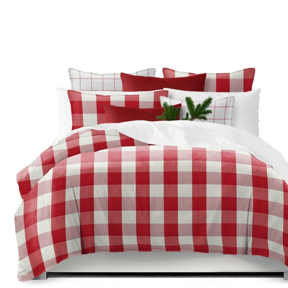 Basic Check Red Comforter Set Queen