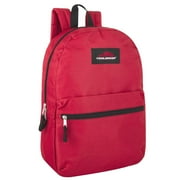 Basic Classic Solid Color Backpack with Front Zipper Accessory Pocket, Dual Zipper Closure & Padded Shoulder Straps for Work, School, Office, Gym, Sports, Travel, Commute & Recreation in Red