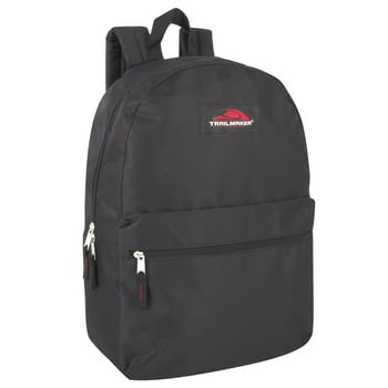 Basic Classic Solid Color Backpack with Front Zipper Accessory Pocket, Dual Zipper Closure & Padded Shoulder Straps for Work, School, Office, Gym, Sports, Travel, Commute & Recreation in Black