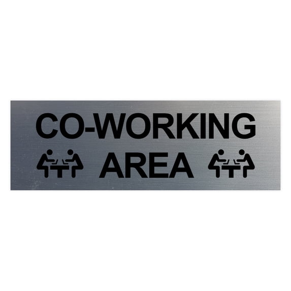 Basic Co-Working Area Sign (Brushed Silver) - Large