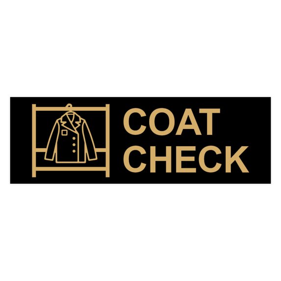 Basic Coat Check Sign (Black Gold) - Medium
