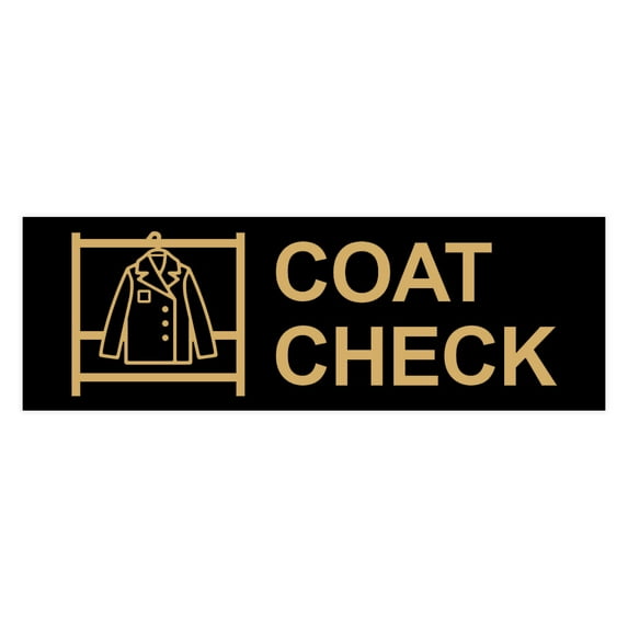 Basic Coat Check Sign (Black /Gold) - Small