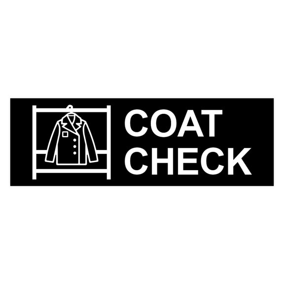 Basic Coat Check Sign (Black) - Large