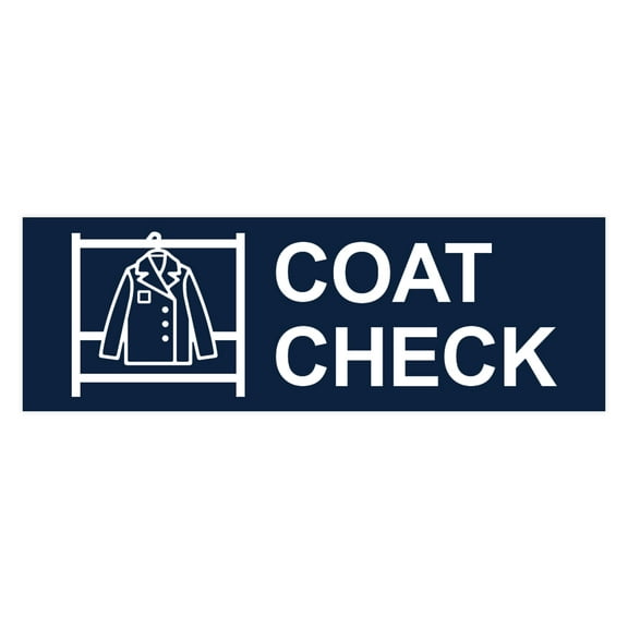 Basic Coat Check Sign (Navy Blue / White) - Large