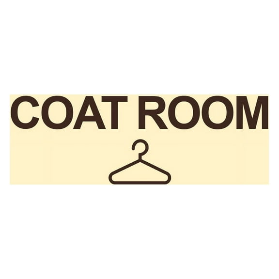 Basic Coat Room Sign (Ivory/Dark Brown) - Large